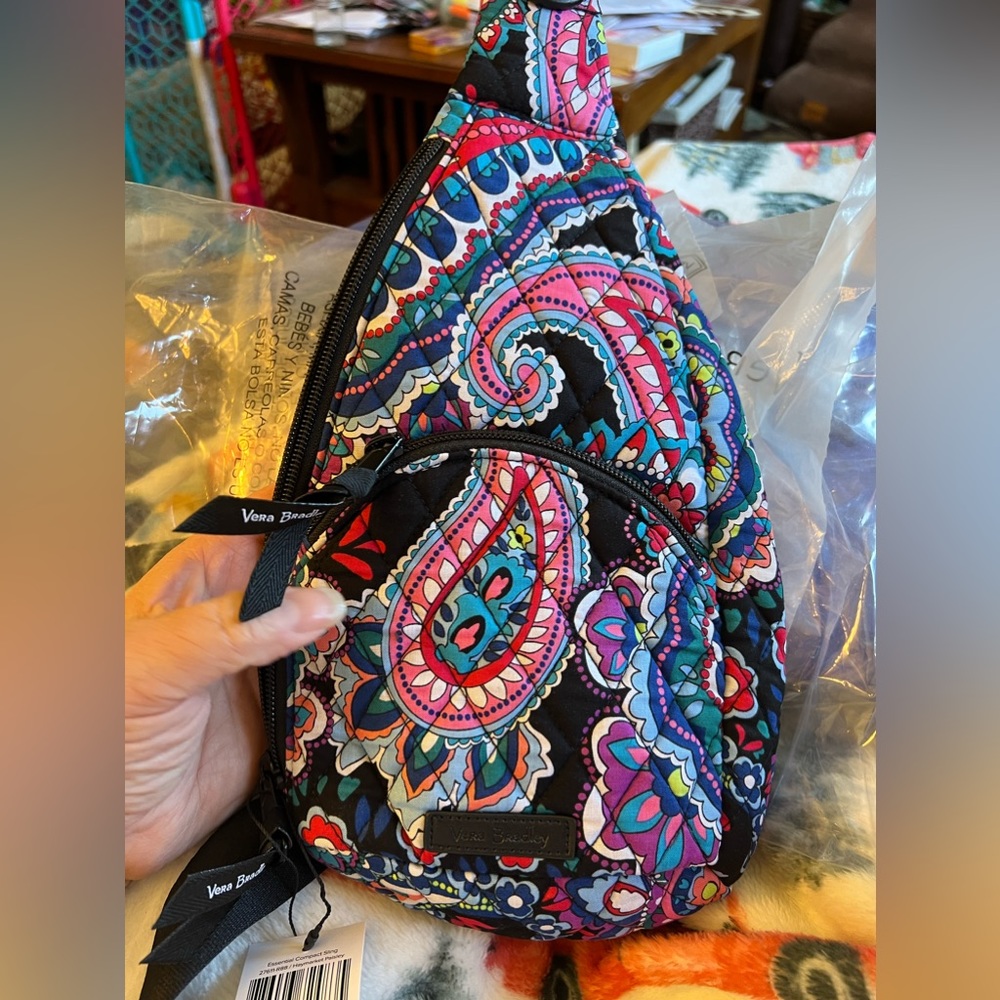 Vera Bradley Essential Compact Sling Backpack NWT Haymarket Paisley
